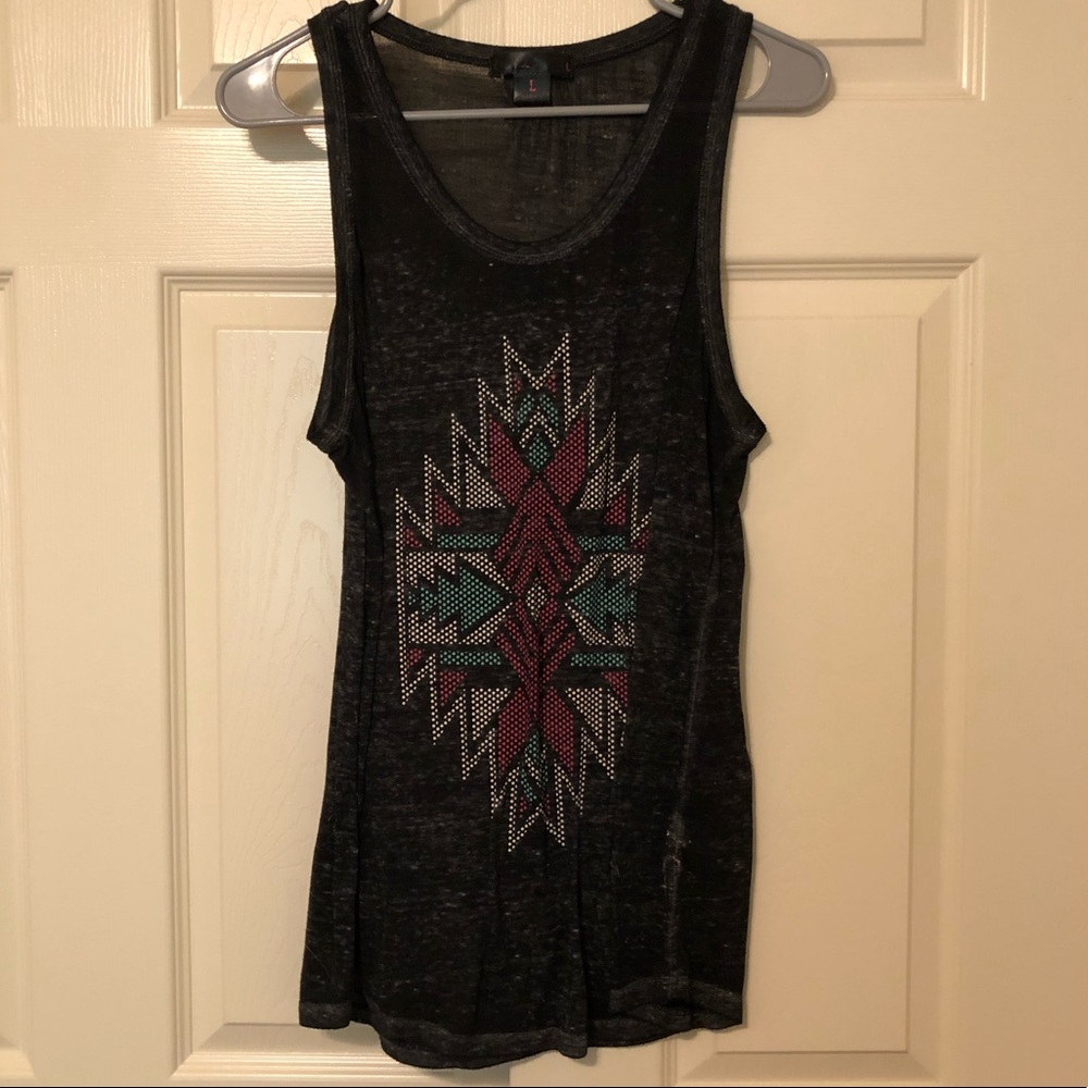 Black Rock and Roll Cowgirl Aztec Tank Top